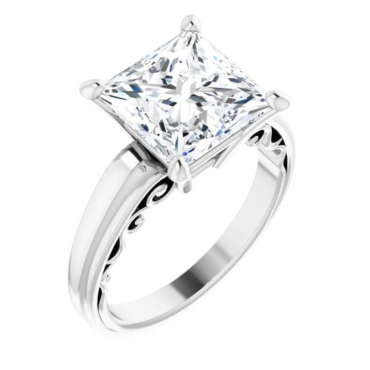 10K White Gold Customizable Princess/Square Cut Solitaire