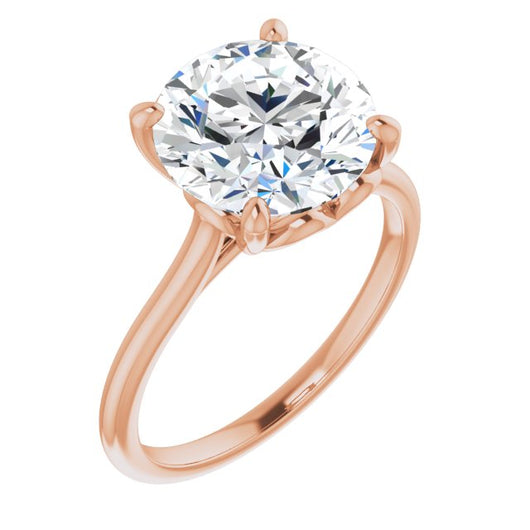 10K Rose Gold Customizable Cathedral-style Round Cut Solitaire with Decorative Heart Prong Basket