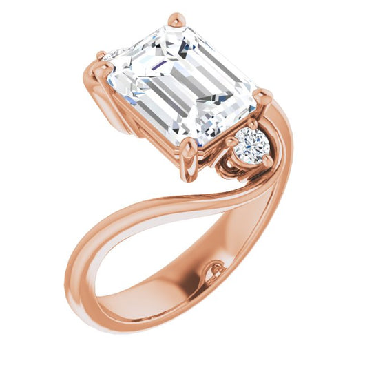 10K Rose Gold Customizable 3-stone Emerald/Radiant Cut Setting featuring Artisan Bypass