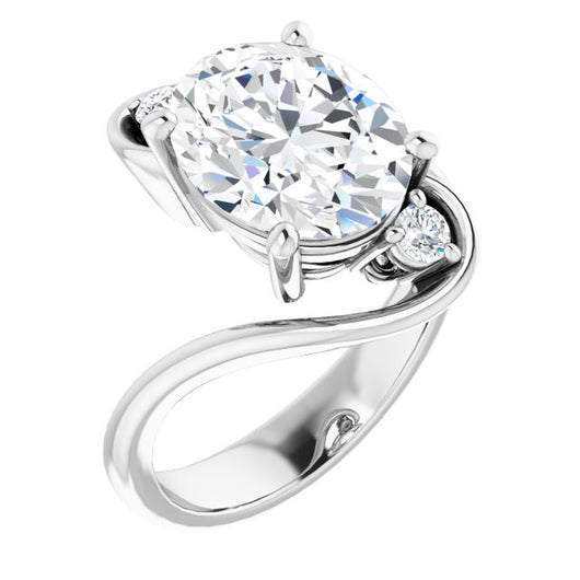 10K White Gold Customizable 3-stone Oval Cut Setting featuring Artisan Bypass