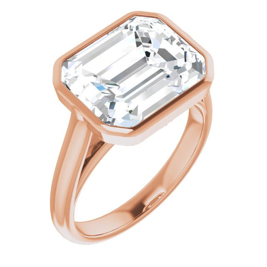 10K Rose Gold Customizable Cathedral-Bezel Emerald/Radiant Cut 7-stone "Semi-Solitaire" Design