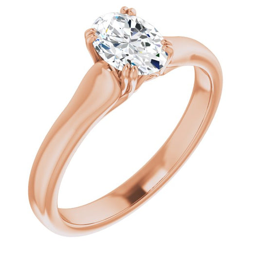 10K Rose Gold Customizable Oval Cut Solitaire with Under-trellis Design