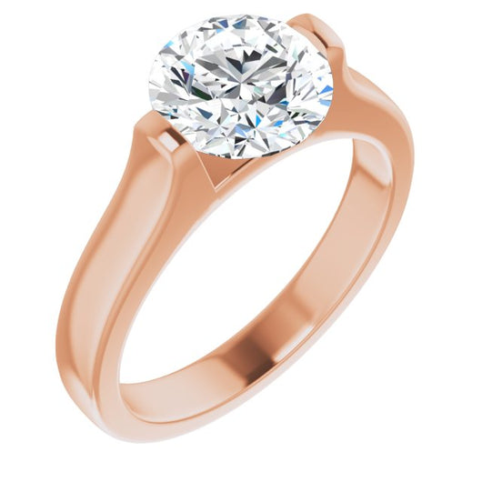 18K Rose Gold Customizable Bar-set Round Cut Solitaire