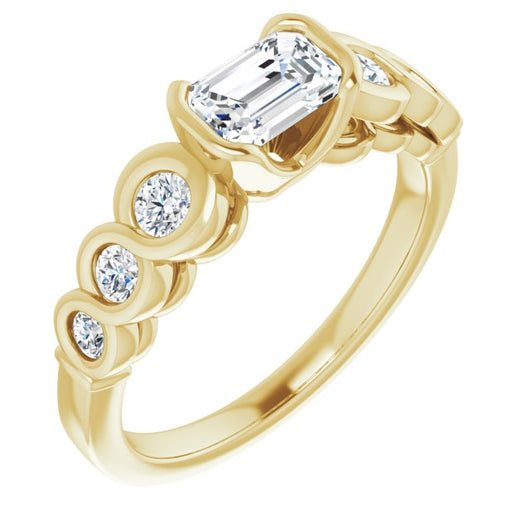 10K Yellow Gold Customizable 7-stone Emerald/Radiant Cut Design with Interlocking Infinity Band