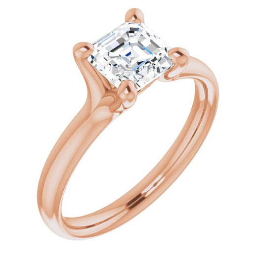 10K Rose Gold Customizable Asscher Cut Fabulous Solitaire