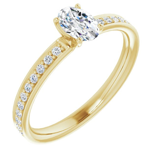 10K Yellow Gold Customizable Classic Prong-set Oval Cut Design with Shared Prong Band