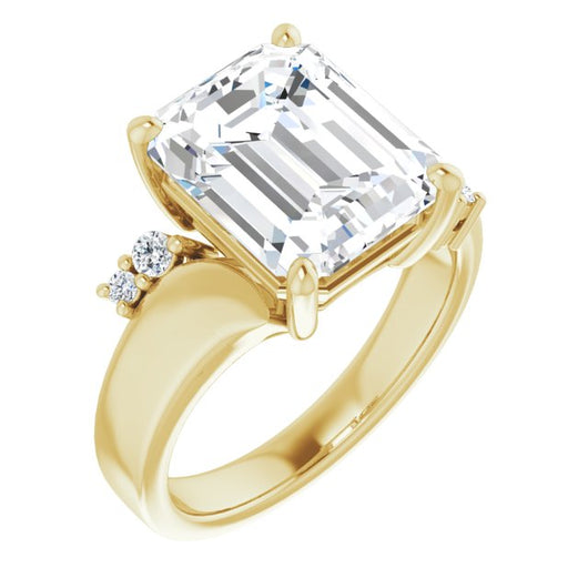 10K Yellow Gold Customizable 5-stone Emerald/Radiant Cut Style featuring Artisan Bypass