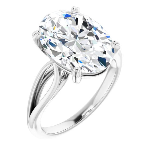 10K White Gold Customizable Oval Cut Solitaire with Wide-Split Band