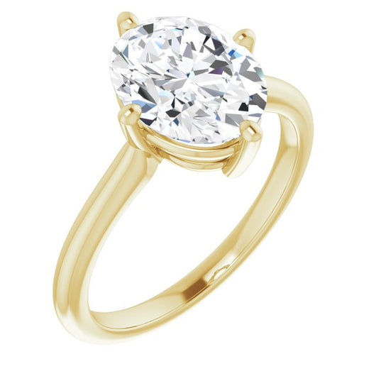 10K Yellow Gold Customizable Oval Cut Solitaire with Raised Prong Basket