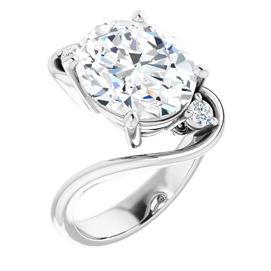 10K White Gold Customizable 3-stone Oval Cut Setting featuring Artisan Bypass