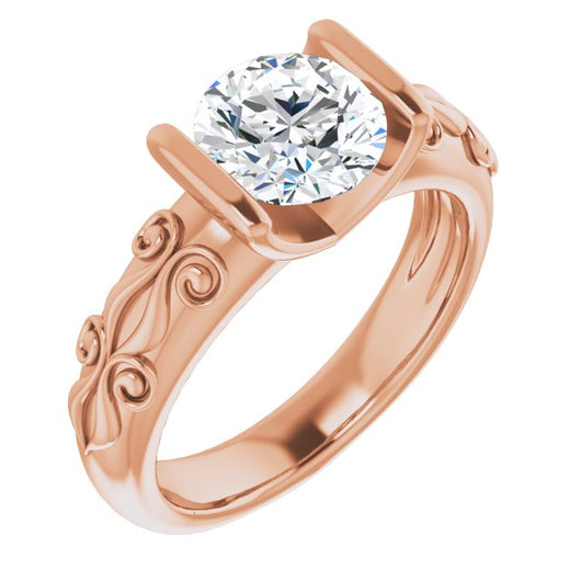 10K Rose Gold Customizable Bar-set Round Cut Setting featuring Organic Band