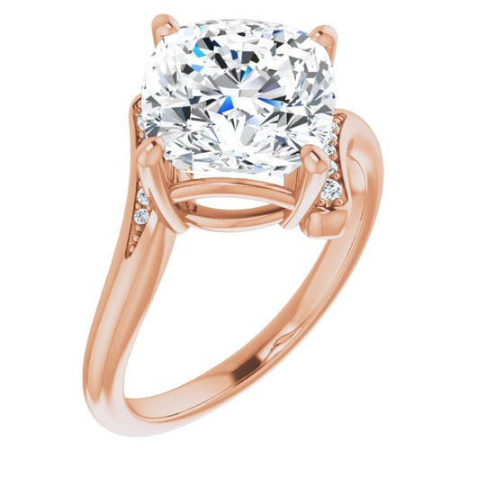 10K Rose Gold Customizable 11-stone Cushion Cut Design with Bypass Channel Accents