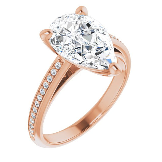 10K Rose Gold Customizable Cathedral-set Pear Cut Style with Shared Prong Band