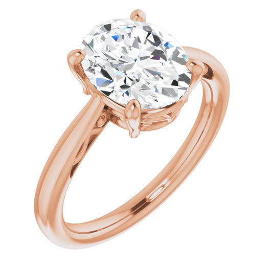 10K Rose Gold Customizable Oval Cut Solitaire with 'Incomplete' Decorations