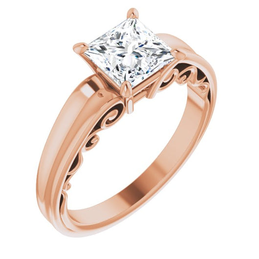 10K Rose Gold Customizable Princess/Square Cut Solitaire