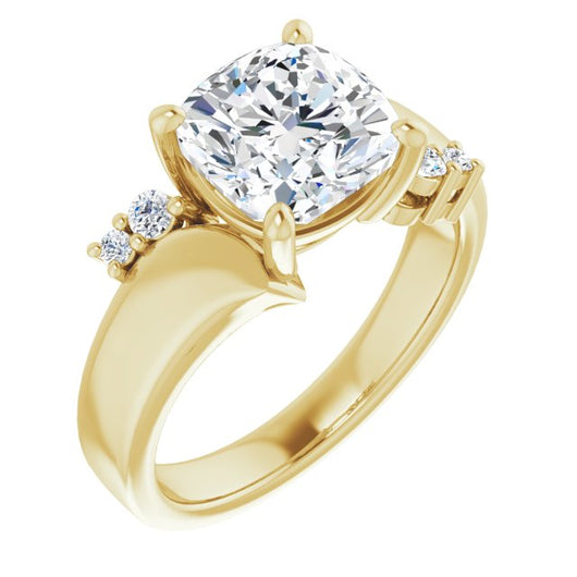 10K Yellow Gold Customizable 5-stone Cushion Cut Style featuring Artisan Bypass