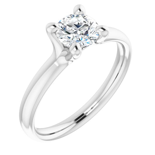 10K White Gold Customizable Round Cut Fabulous Solitaire