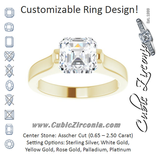 Cubic Zirconia Engagement Ring- The Jiàn (Customizable Bar-set Asscher Cut Solitaire)