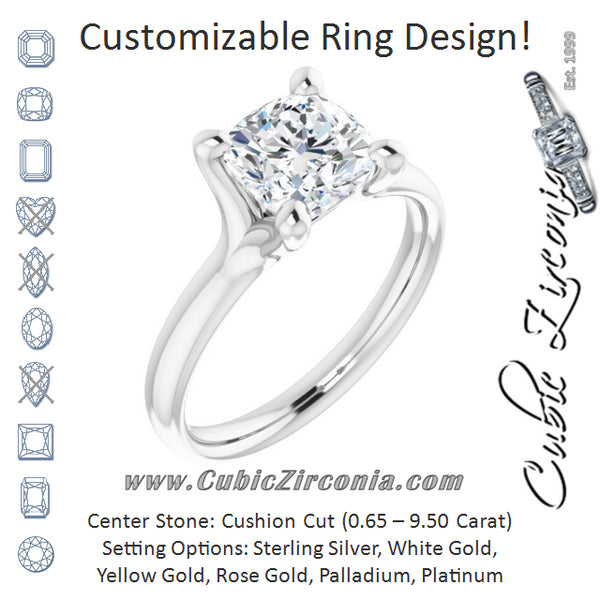 Cubic Zirconia Engagement Ring- The Carrie Anne (Customizable Cushion Cut Fabulous Solitaire)