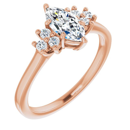 10K Rose Gold Customizable Marquise Cut 7-stone Prong-Set Design