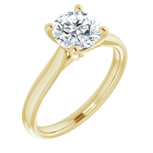 10K Yellow Gold Customizable Cathedral-Prong Round Cut Solitaire