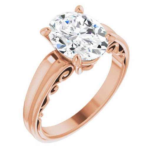 10K Rose Gold Customizable Oval Cut Solitaire