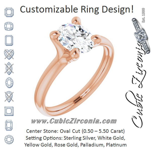 Cubic Zirconia Engagement Ring- The Carrie Anne (Customizable Oval Cut Fabulous Solitaire)