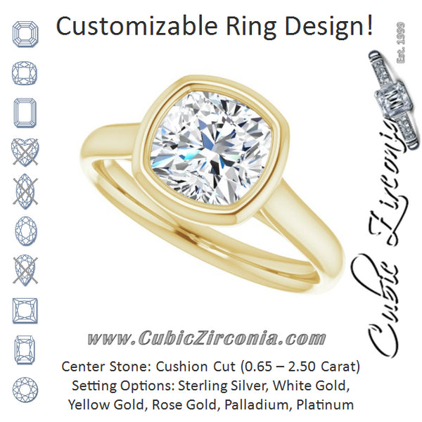 Cubic Zirconia Engagement Ring- The Gemma (Customizable Cathedral-Bezel Cushion Cut Solitaire)