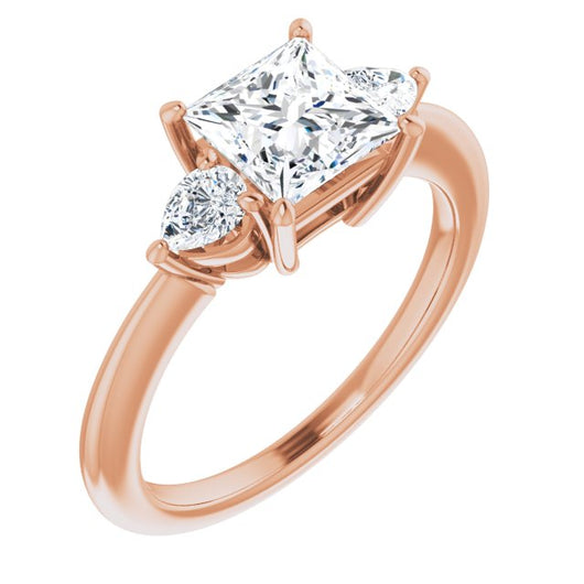 10K Rose Gold Customizable 3-stone Princess/Square Style with Pear Accents