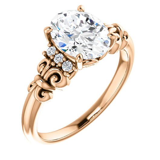 10K Rose Gold Customizable 7-stone Oval Cut Design with Vertical Round-Channel Accents