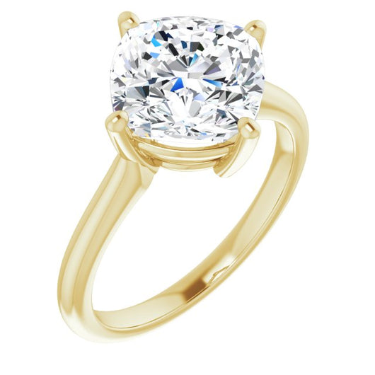 10K Yellow Gold Customizable Cushion Cut Solitaire with Raised Prong Basket