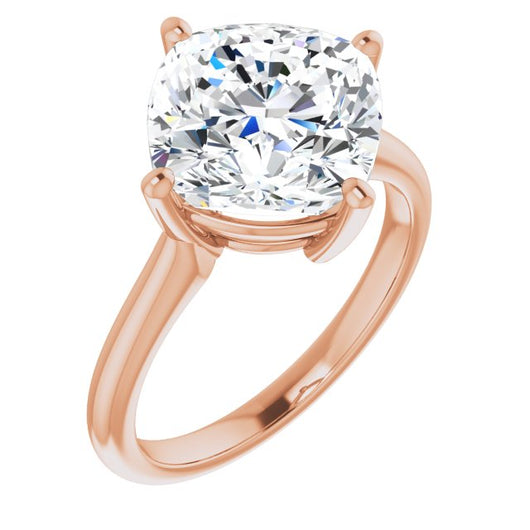 10K Rose Gold Customizable Cushion Cut Solitaire with Raised Prong Basket