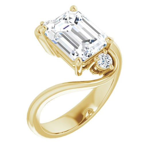 10K Yellow Gold Customizable 3-stone Emerald/Radiant Cut Setting featuring Artisan Bypass