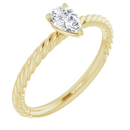 10K Yellow Gold Customizable [[Cut] Cut Solitaire featuring Braided Rope Band