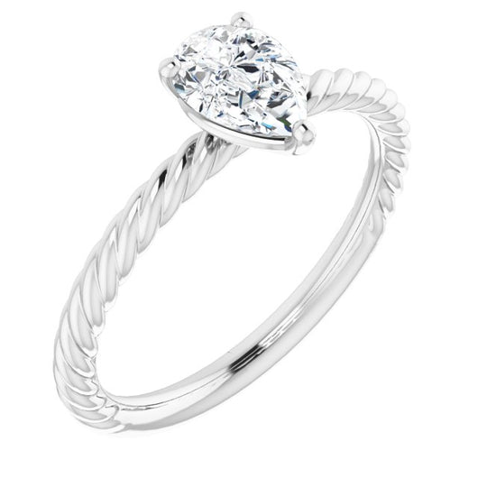 10K White Gold Customizable [[Cut] Cut Solitaire featuring Braided Rope Band