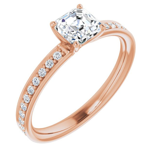 10K Rose Gold Customizable Classic Prong-set Asscher Cut Design with Shared Prong Band