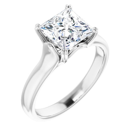 10K White Gold Customizable Princess/Square Cut Solitaire with Under-trellis Design