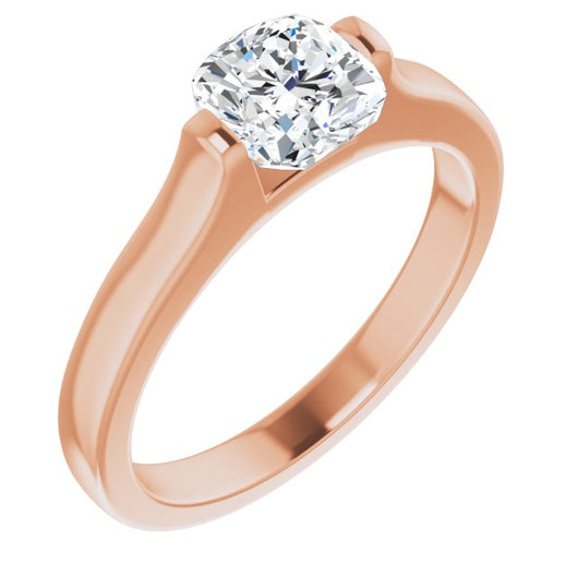 10K Rose Gold Customizable Bar-set Cushion Cut Solitaire