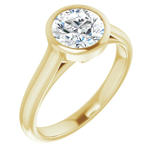 10K Yellow Gold Customizable Cathedral-Bezel Round Cut 7-stone "Semi-Solitaire" Design