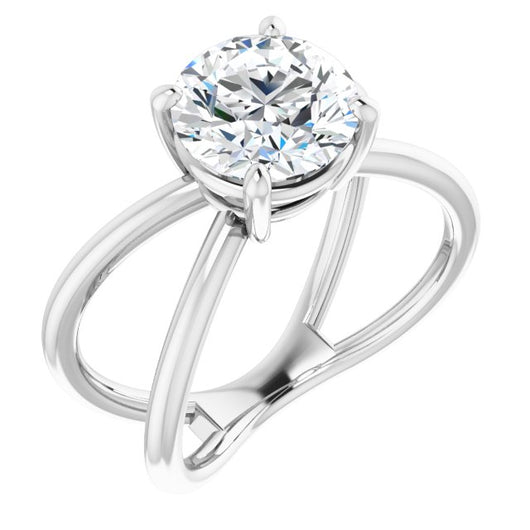 14K White Gold Customizable Round Cut Solitaire with Semi-Atomic Symbol Band