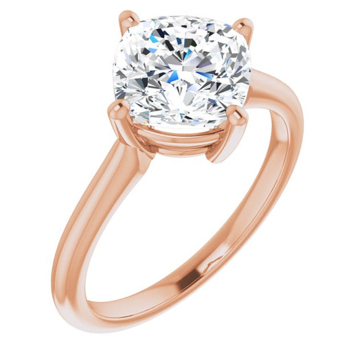 10K Rose Gold Customizable Cushion Cut Solitaire with Raised Prong Basket