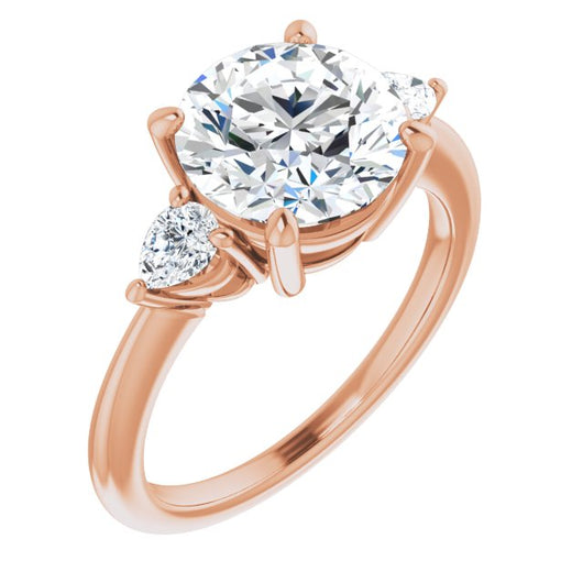 10K Rose Gold Customizable 3-stone Round Style with Pear Accents