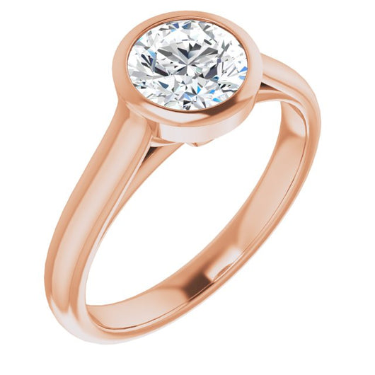 10K Rose Gold Customizable Cathedral-Bezel Round Cut 7-stone "Semi-Solitaire" Design