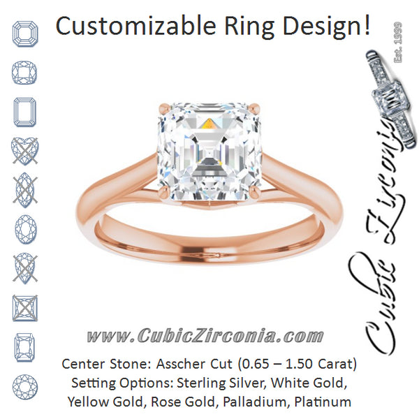 Cubic Zirconia Engagement Ring- The Holly (Customizable Asscher Cut Solitaire with Crosshatched Prong Basket)