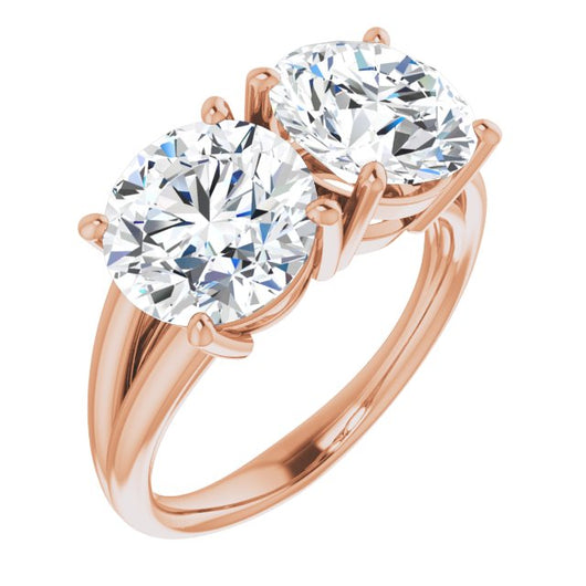 10K Rose Gold Customizable Two-Stone Round Cut with Split Band