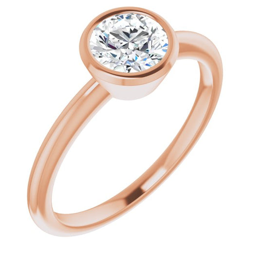 10K Rose Gold Customizable Bezel-set Round Cut Solitaire with Thin Band