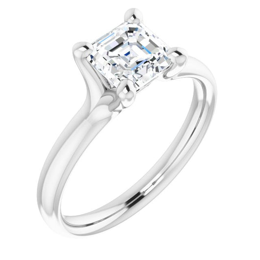 10K White Gold Customizable Asscher Cut Fabulous Solitaire