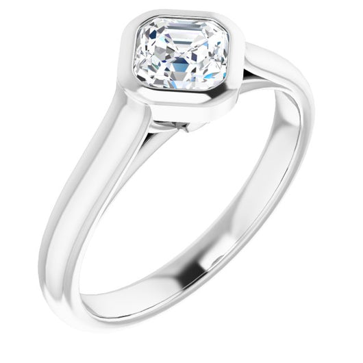 10K White Gold Customizable Cathedral-Bezel Asscher Cut 7-stone "Semi-Solitaire" Design