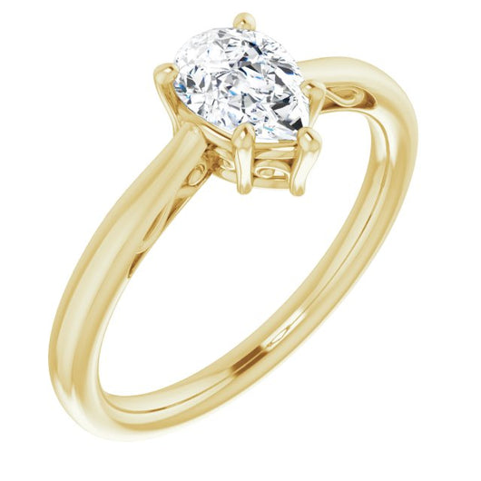 10K Yellow Gold Customizable Pear Cut Solitaire with 'Incomplete' Decorations