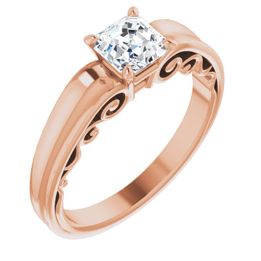 10K Rose Gold Customizable Asscher Cut Solitaire